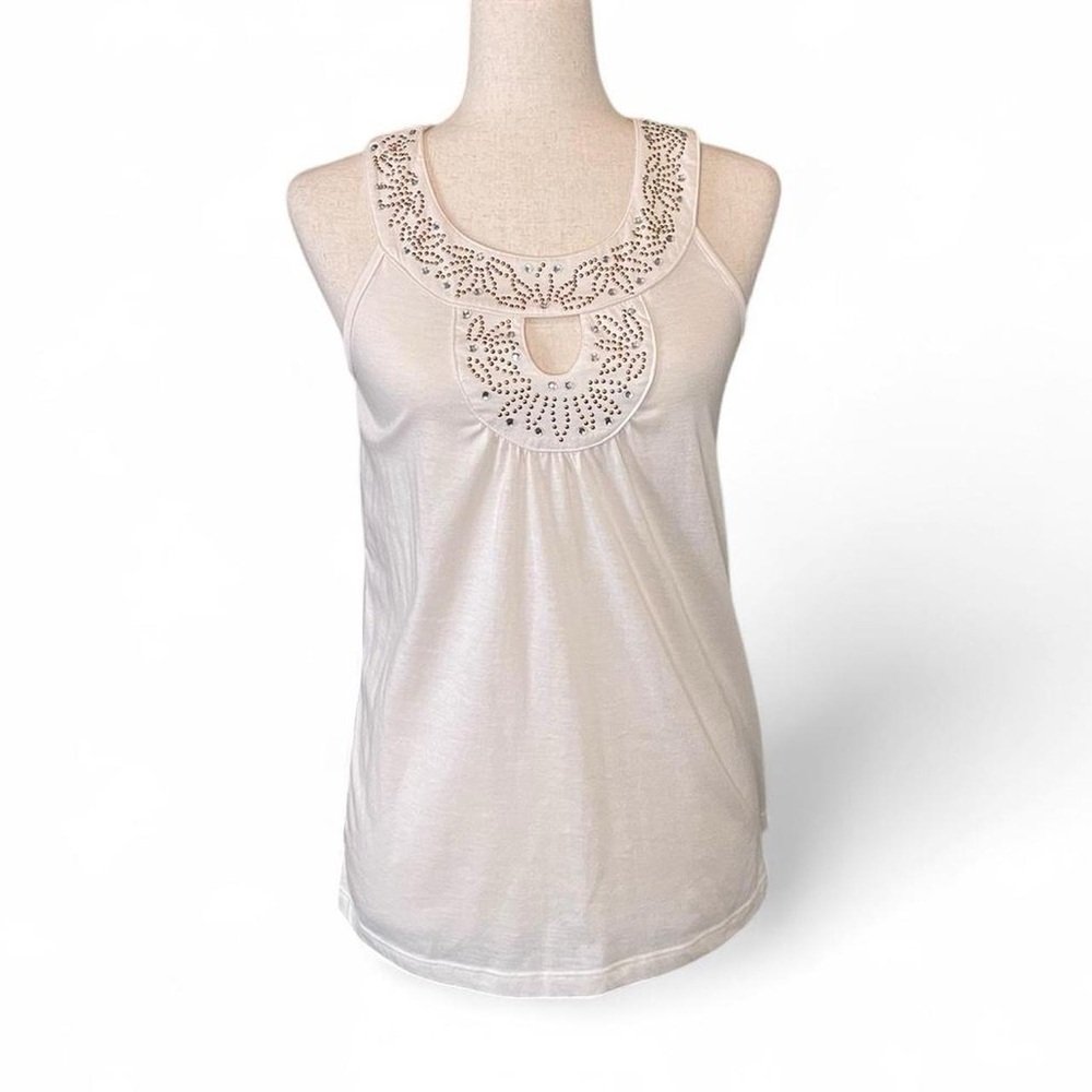 French Connection Cream Lace Accent Tank Top
